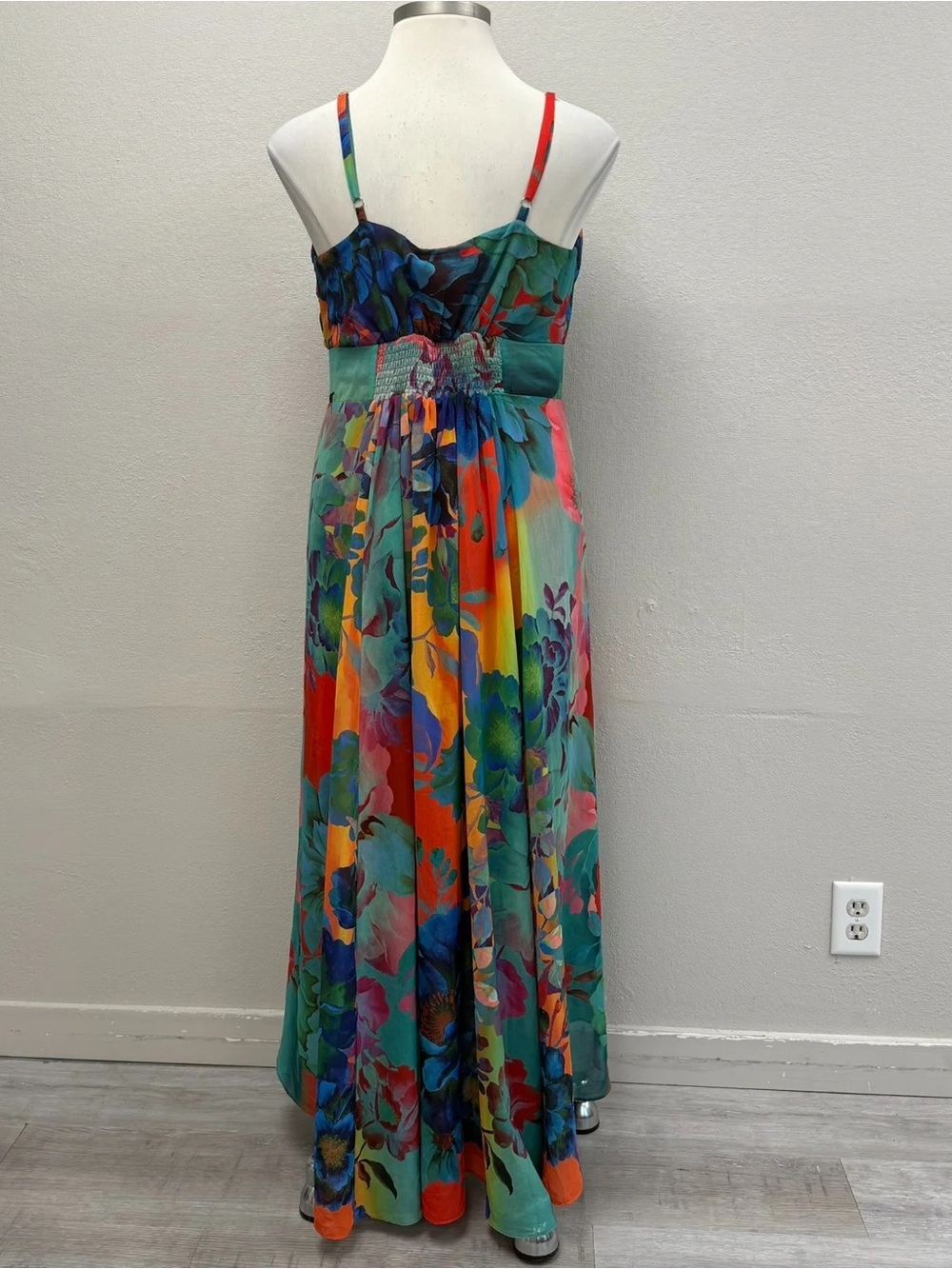 City Chic Rainbow Floral Spagetti Strap High-Low Maxi Dress - Size 14 - Picture 2 of 4